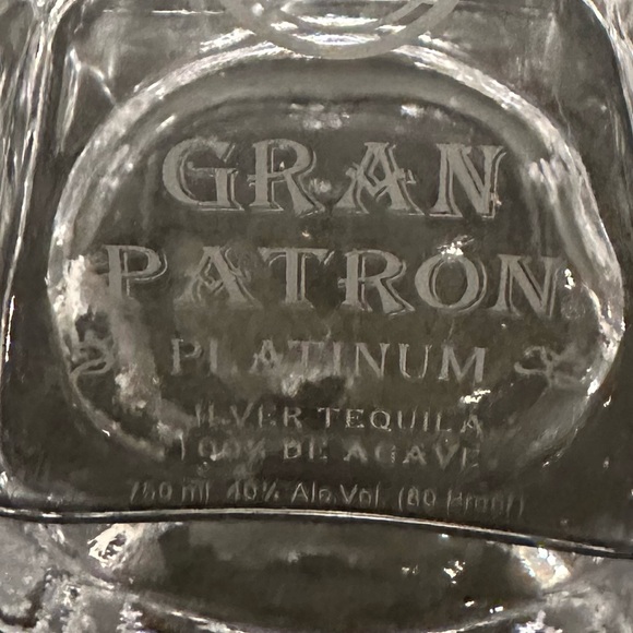 Gran Patron Platinum Glass Tequila Bottle With Silver Cork Stopper - Empty - Picture 3 of 5